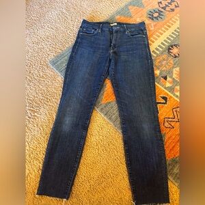Mother - ‘high waisted looker’ raw hem jeans in clean sweep color
